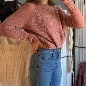 chenille knitted pink sweater